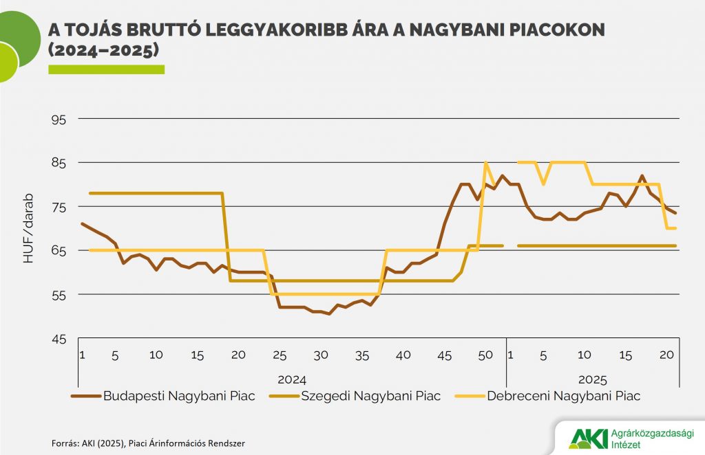 PAIR_baromfi_10_2025_abra A tojás bruttó leggyakoribb ára a nagybani piacokon (2024–2025)
